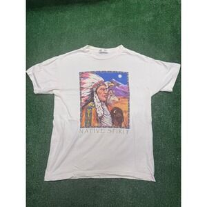 Vintage 90s Native Spirit Single stitch tshirt Native American Tshirt 1996 white